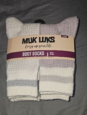 Muk Luks Cozy Boot Socks!! 6 Pairs, Nwts Sz W 6-11, Crew Length! Sparkle&Shimmer